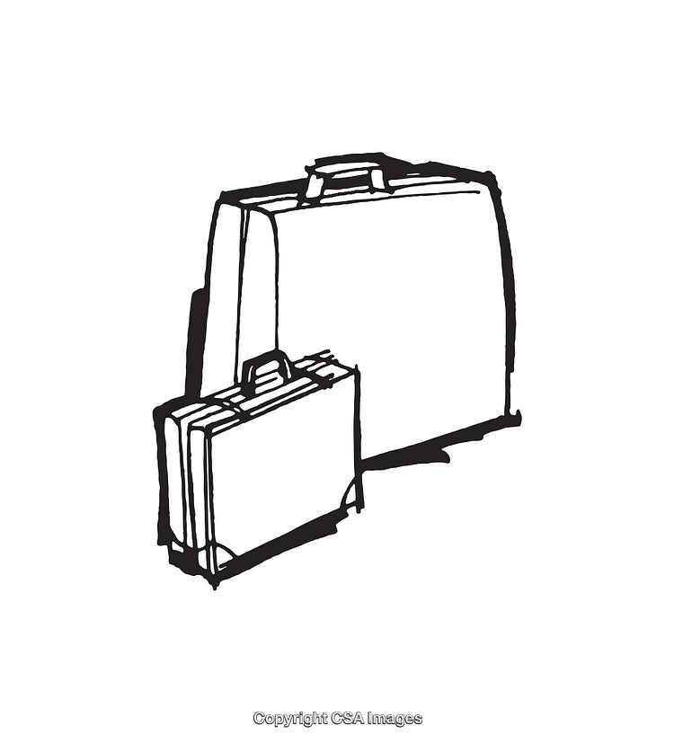 Black and White Line Art of Two Briefcases