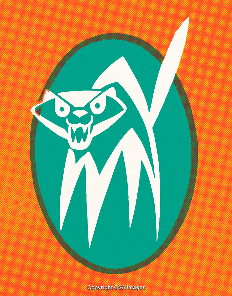 Abstract Fierce Animal Logo Design in Bright Orange and Green Colors
