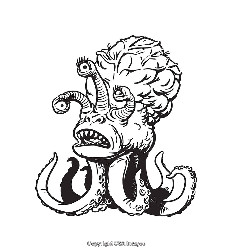 Intricate Black and White Line Art of a Fantastical Creature