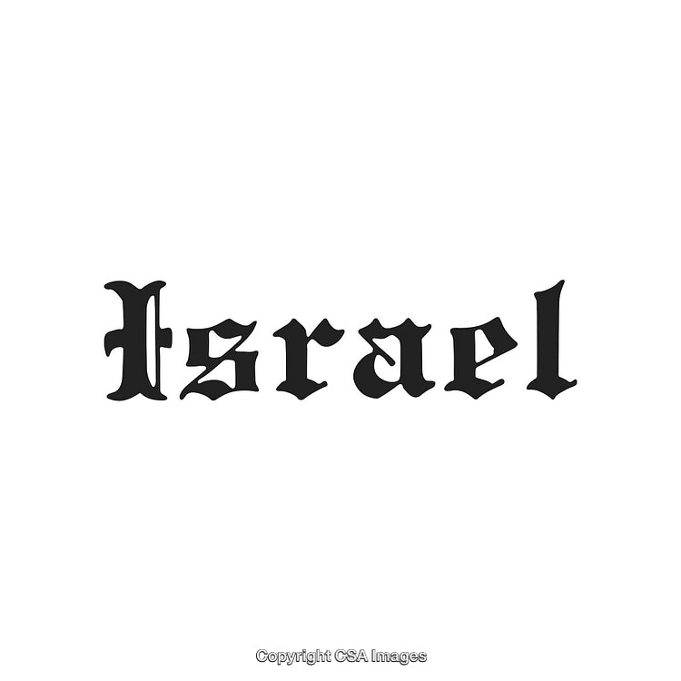 Israel Word Art in Gothic Typeface with Minimalistic Style