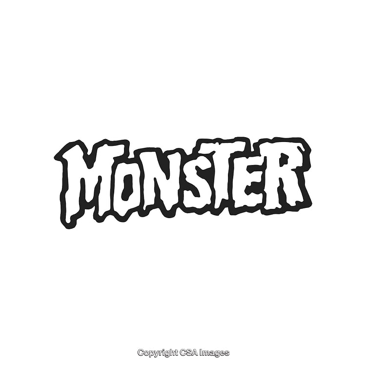 Stylized Monster Text in Bold Creepy Font on White Background