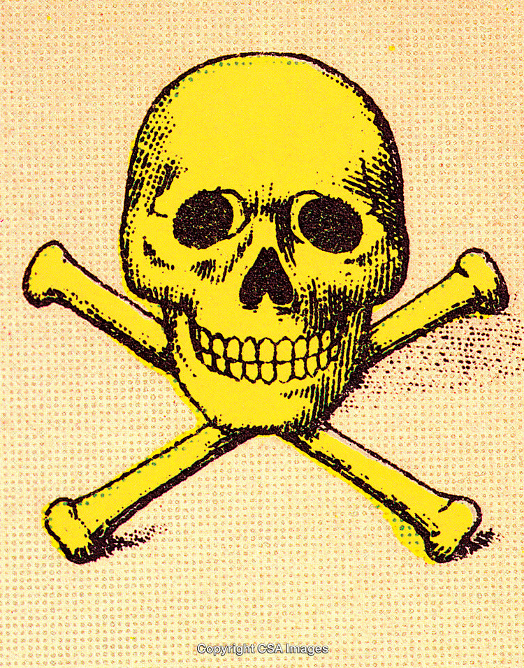 Skull and Crossbones Illustration with a Vintage Pop Art Style