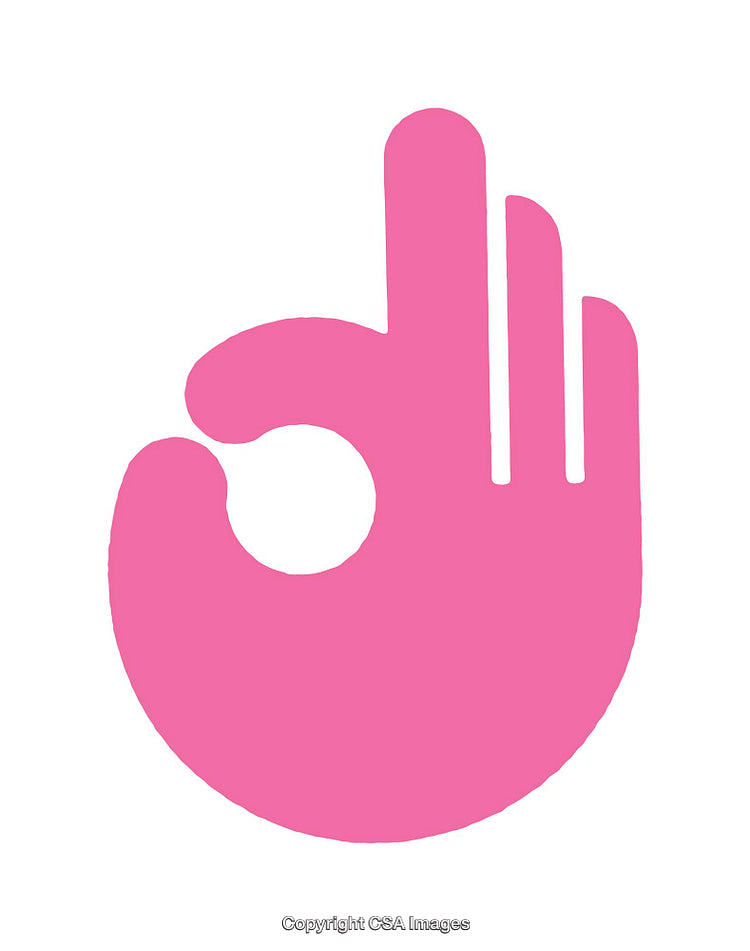 Pink Hand Gesture Icon on White Background Symbolizing OK or Agreement