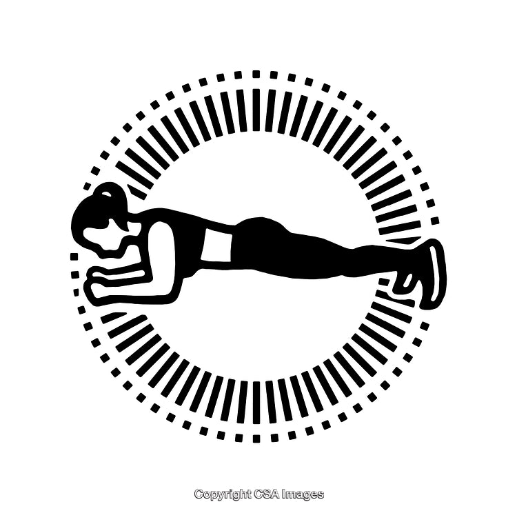 Black and White Illustration of Woman Performing Plank Exercise