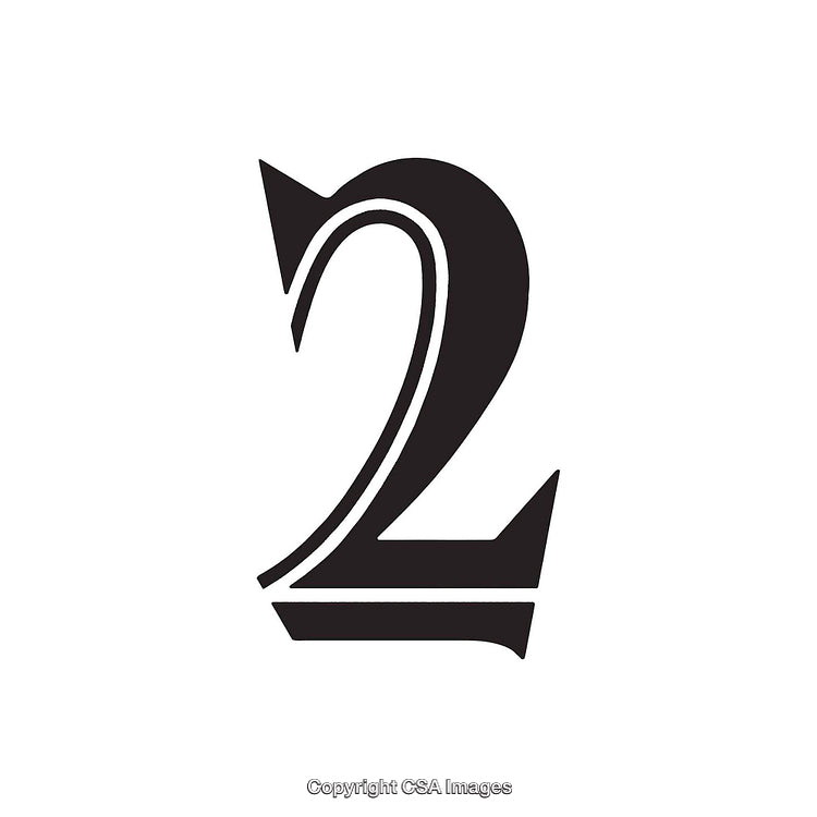 Elegant Black Stylized Number Two on White Background