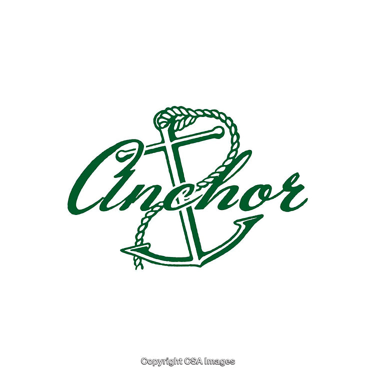 Green Anchor and Rope Stylish Nautical Design on White Background
