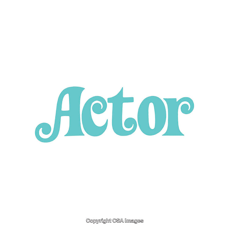 Turquoise Actor Text Art with Elegant Decorative Font on White Background