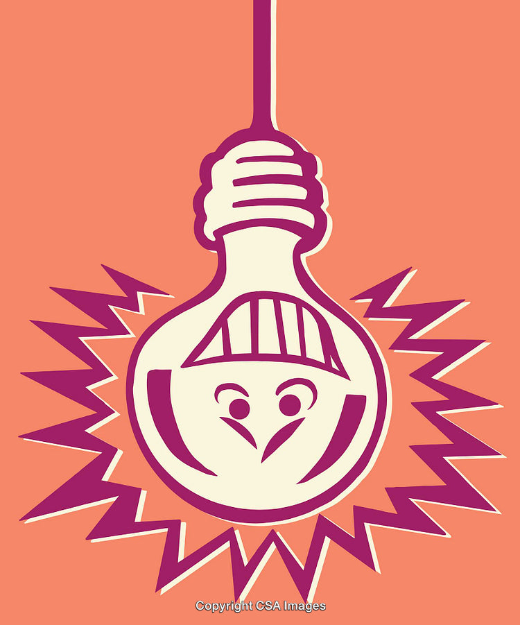 Illustrative Lightbulb Artwork with a Smile on Vibrant Background