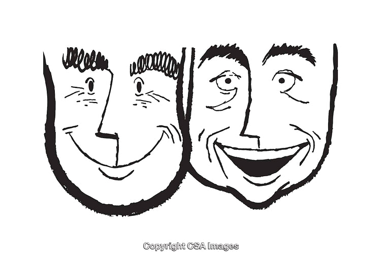 Black and White Illustrations of Expressive Human Faces