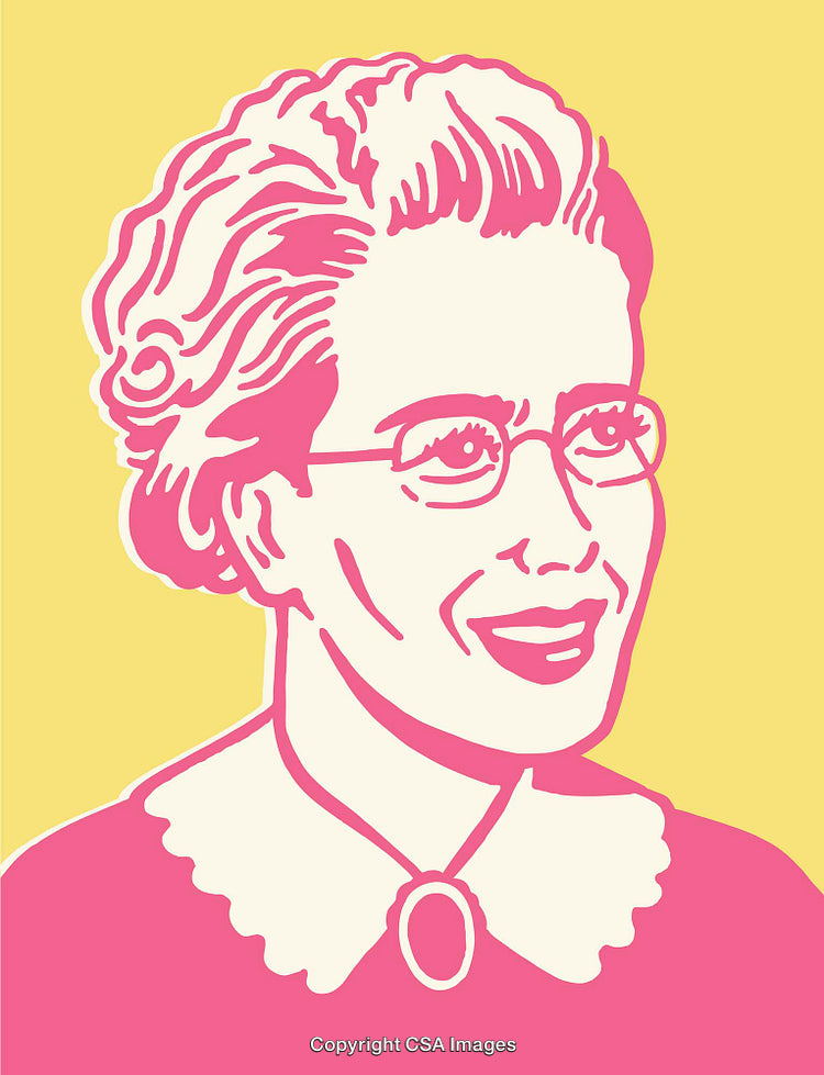 Color Line Art Portrait of a Smiling Woman with Glasses