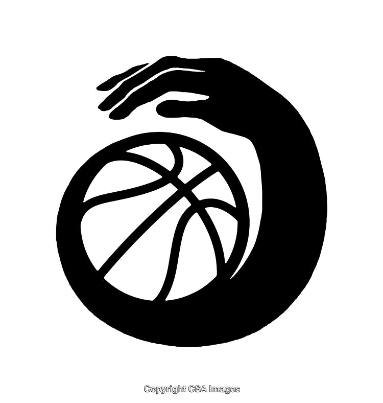 Silhouette of a Hand Grasping a Basketball in Bold Minimalist Style