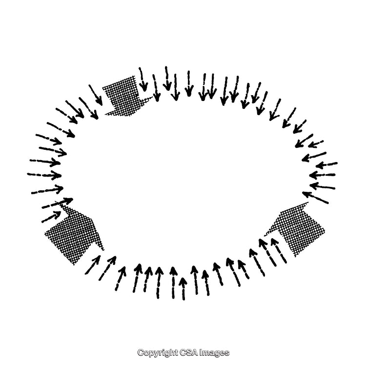 Circular Black and White Arrow Border Design Featuring Geometric Elements
