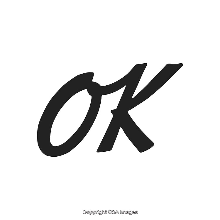 Handwritten OK Sign in Bold Black Stylish Calligraphy