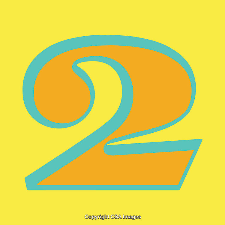 Colorful Abstract Illustration Featuring the Stylized Number Two on a Bright Background