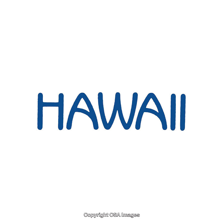 Hawaii Text in Blue Font on White Background
