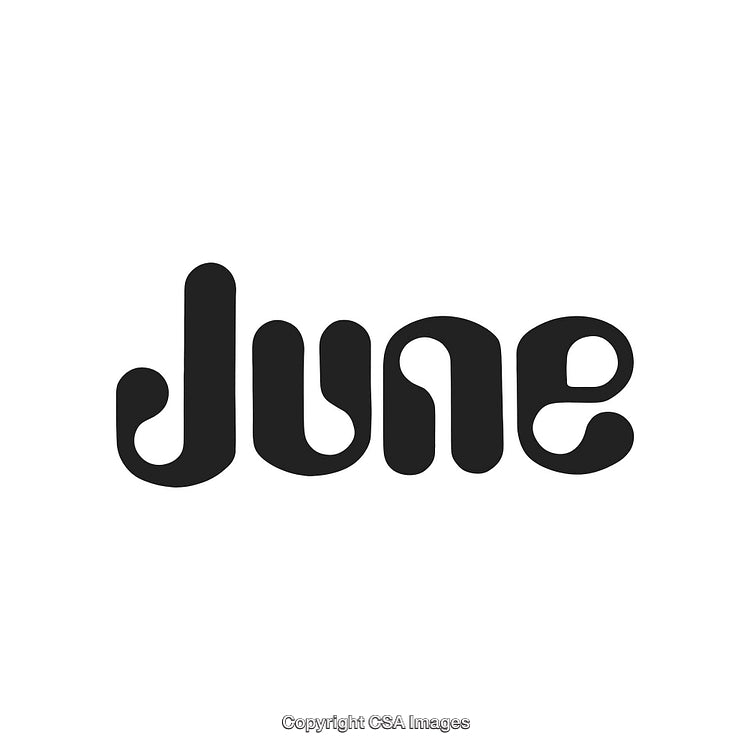 Creative Black and White Design Featuring the Word 'June' in Unique Typography