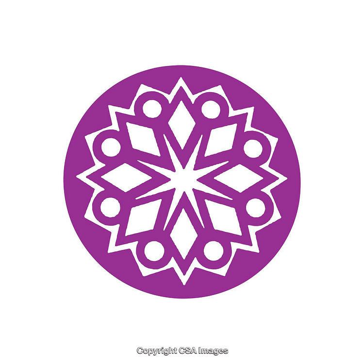 Purple Geometric Symbol with Decorative Circular Motif