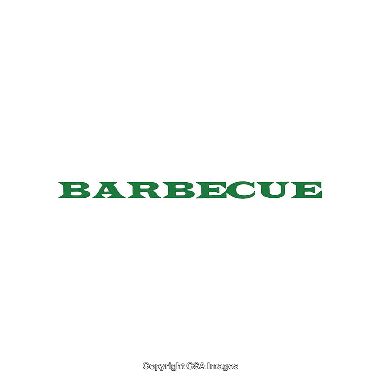 Green Text Design Featuring the Word Barbecue on a White Background