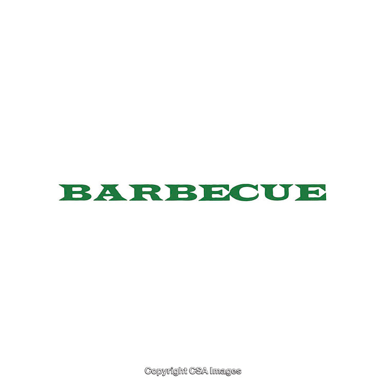 Green Text Design Featuring the Word Barbecue on a White Background