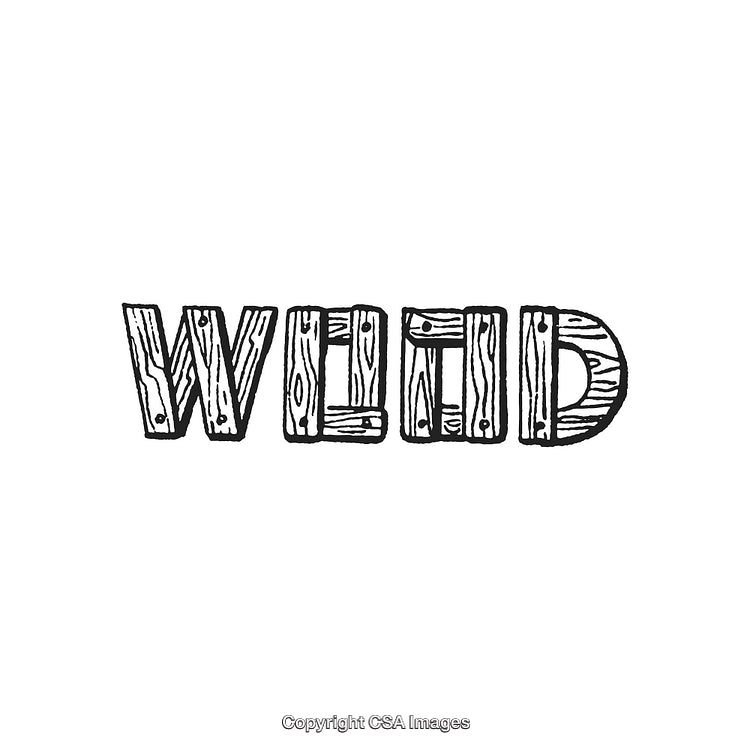 Rustic Wooden Letter Design Artfully Depicting the Word 'Wood' in Natural Style