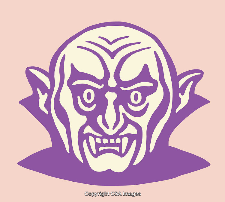 Vector Illustration of a Vampire Drawing in Purple Tone