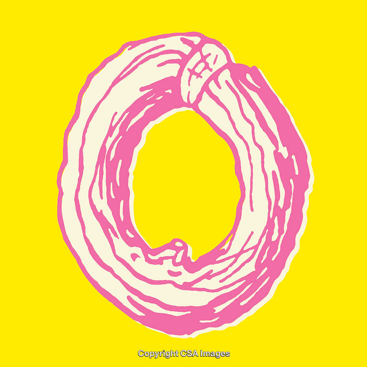 Abstract Illustration of the Letter O in Pink and Yellow Contrast