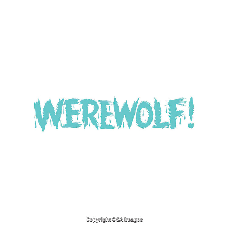 Bold Graphic Typography Featuring the Word Werewolf in Blue Text Effect
