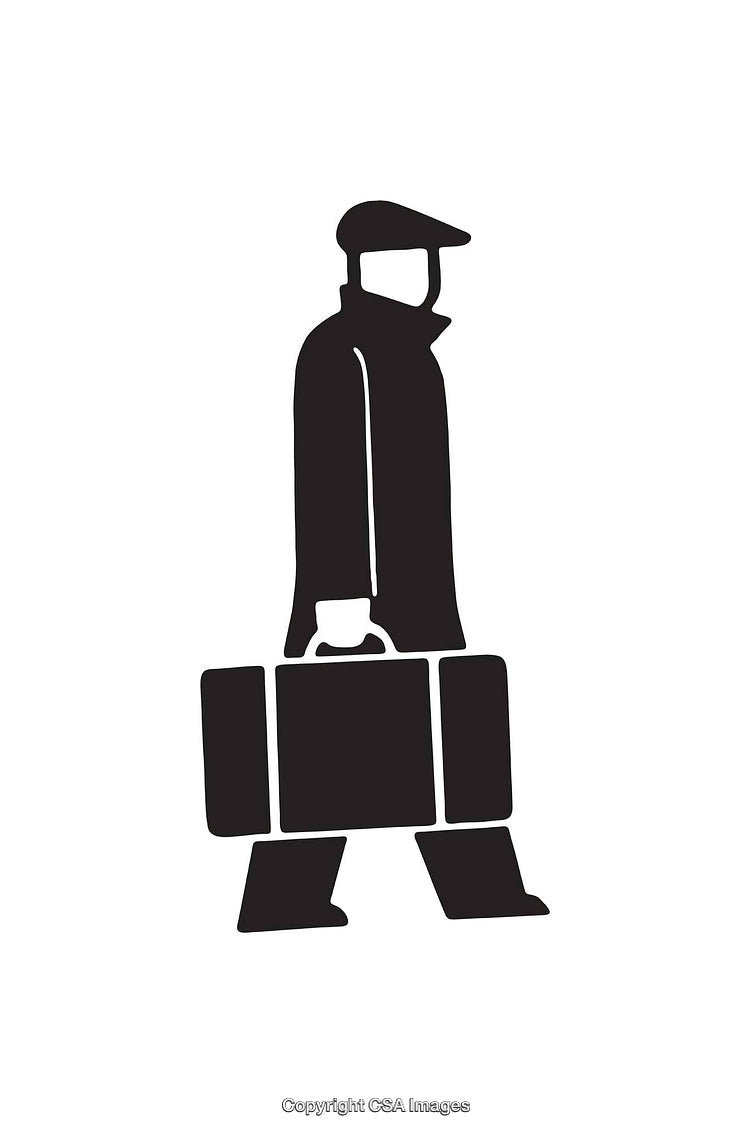Silhouette Icon of a Traveler Walking With Luggage in Hand