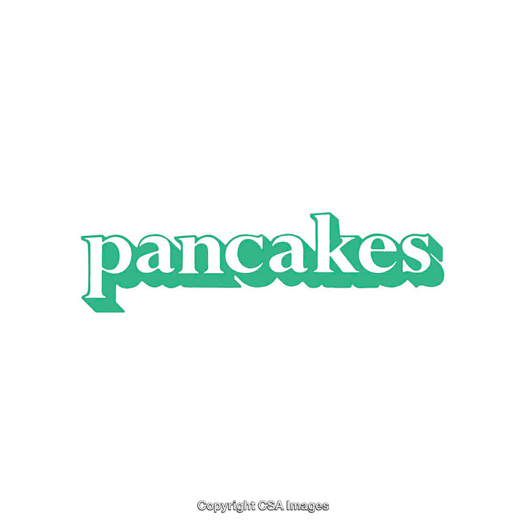Retro Green Pancakes Text Design on Clean White Background