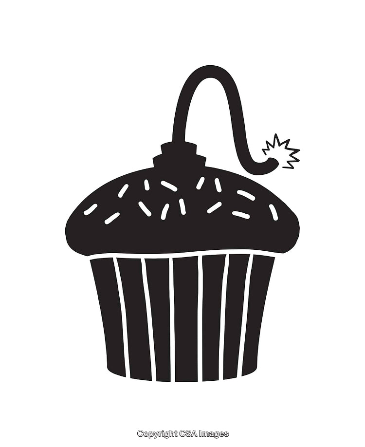 Black and White Cupcake Bomb Line Art Illustration for Creative Ideas