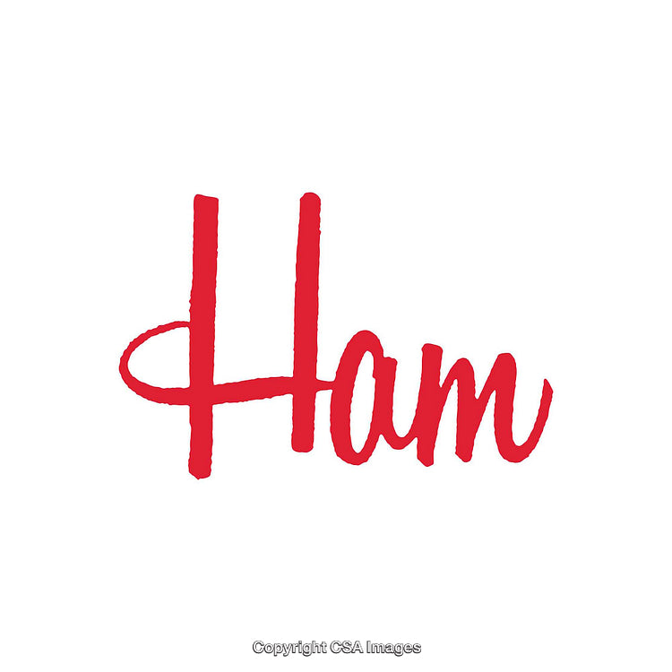 Red Handwritten Text Design Featuring the Word 'Ham' on White
