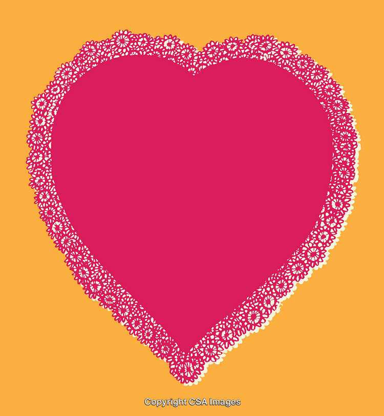 Heart Illustration with Delicate Floral Lace on Vibrant Background