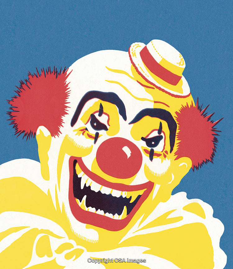 Vibrant Illustration of a Colorful Circus Clown with Playful Features