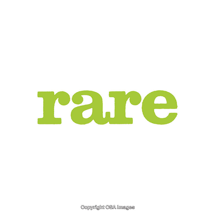 Green Typography Design Featuring the Word 'Rare' on White Background