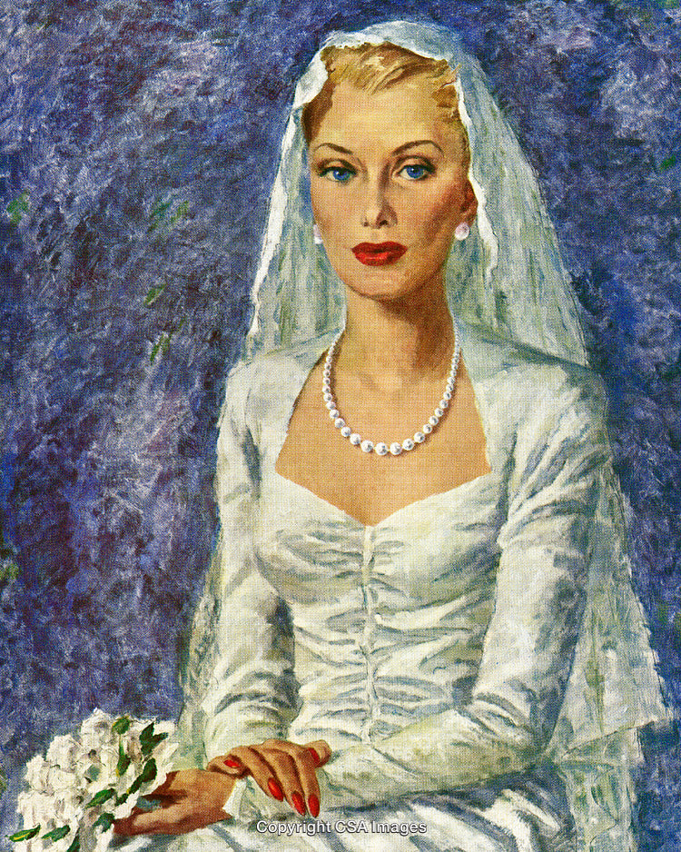 Elegant Bridal Portrait of a Woman in a Wedding Dress With Bouquet
