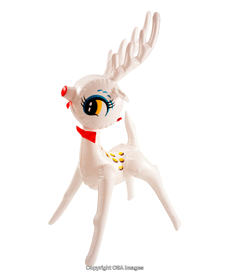 Inflatable Reindeer Toy with Red Bow for Festive Decorations and Fun