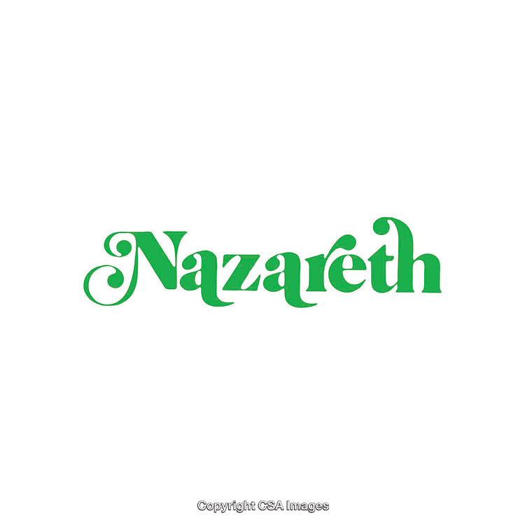 Green Typographic Logo of the Word Nazaréth in Ornate Font Style