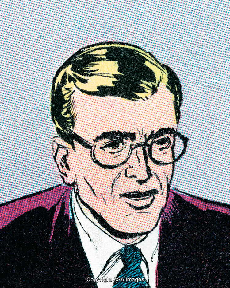 Colorful Comic Style Portrait of a Man Wearing Glasses and a Tie