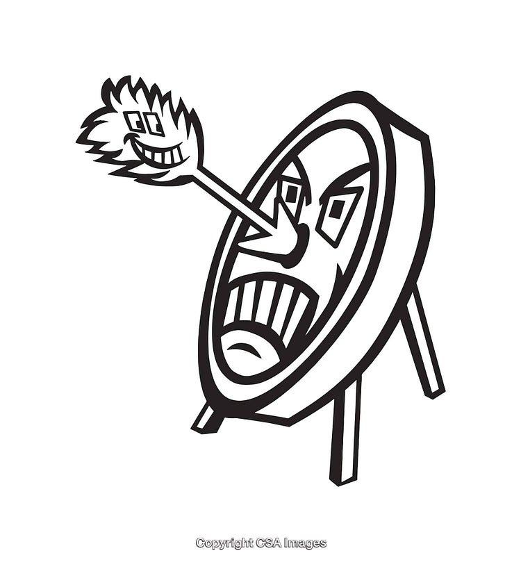 Black and White Line Art of a Humorous Target Illustration