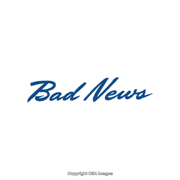 Blue Text Design Featuring the Bold Words 'Bad News' Displayed on White Background
