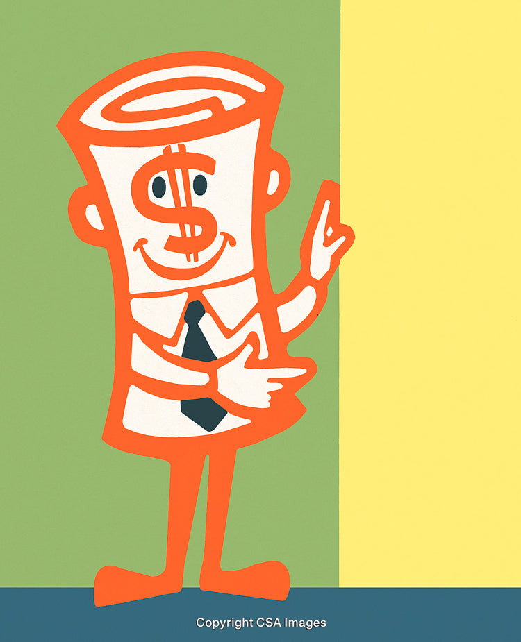 Cartoon Character Depicting a Dollar Bill in a Business Attire