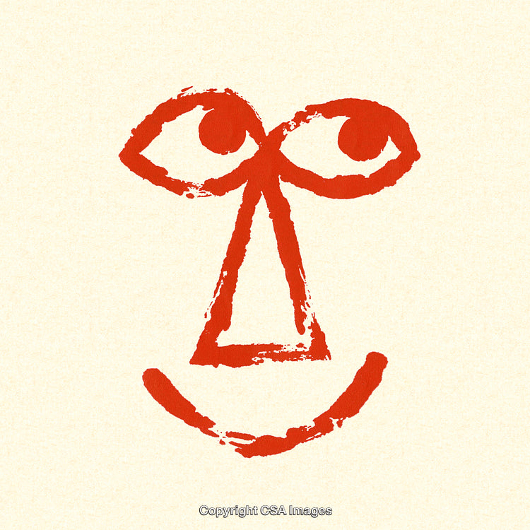 Abstract Red Smiley Face Symbol in Minimalist Artistic Style