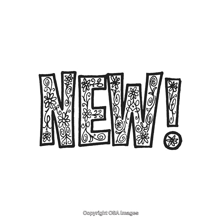 Decorative Black and White Typography Spelling the Word New with Floral Ornamentation