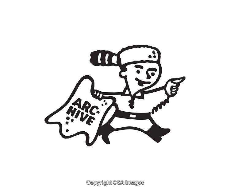 Playful Black And White Line Art Illustration of a Character with a Scroll