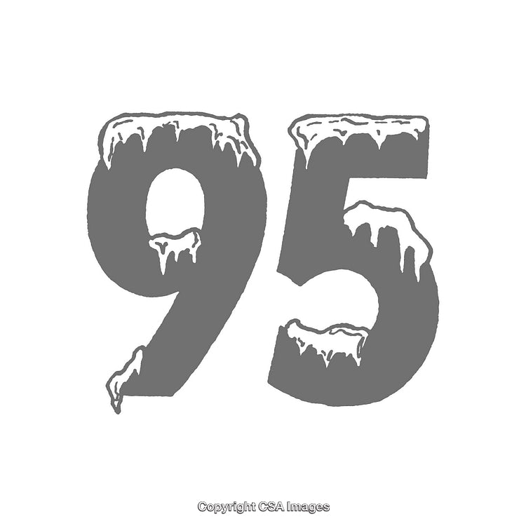 Snow-Covered Number 95 in Bold Typeface for Winter Themes