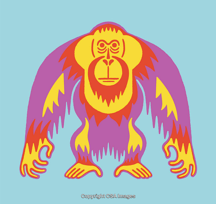 Creative Gorilla Illustration with Bold Colors on Light Background