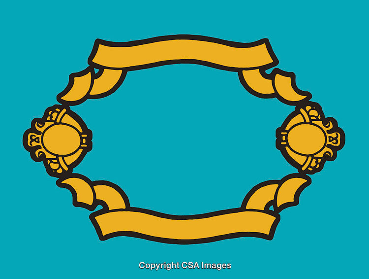 Elegant Vintage Frame With Decorative Trims and Banners