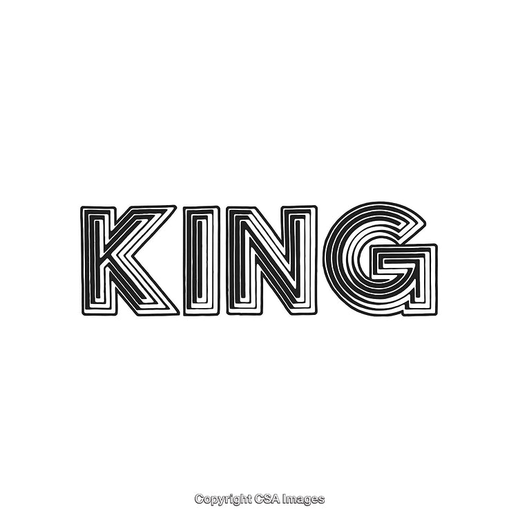 Bold Black and White Typography 'KING' on White Background