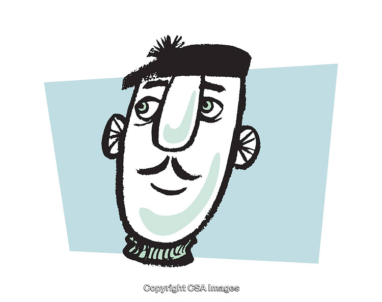 Stylized Colorful Illustration of a Male Face With Unique Features