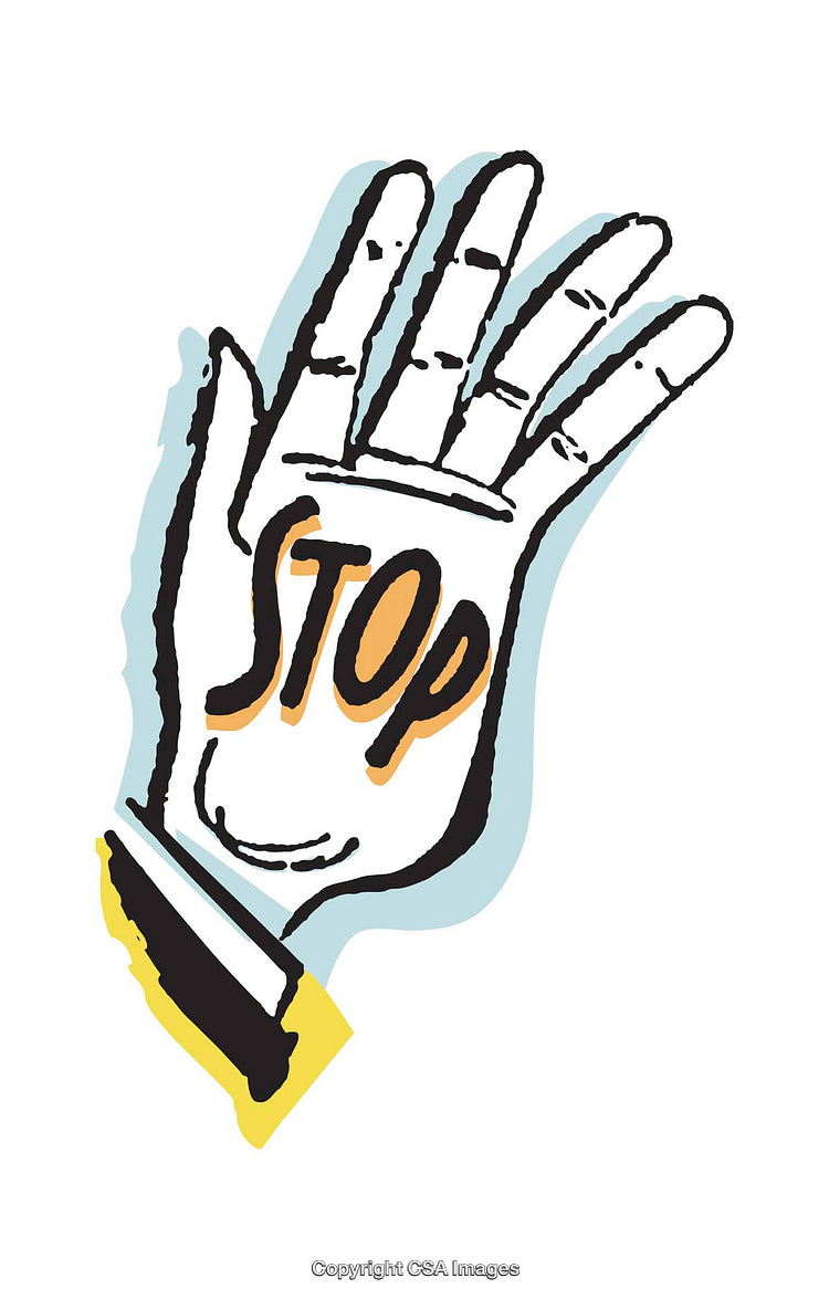 Stylized Hand Illustration with the Word STOP in Bold Letters